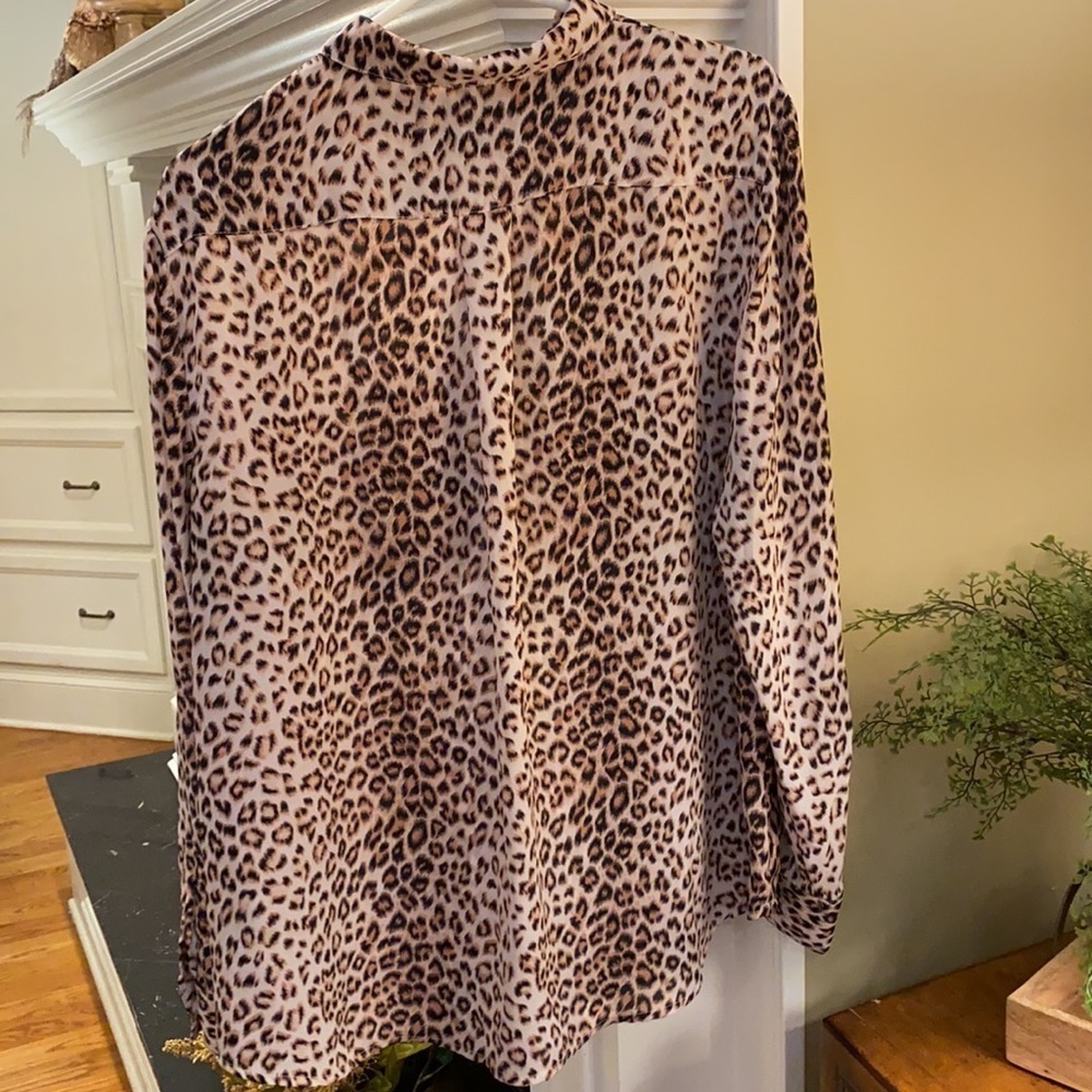 Leopard Cheetah Animal Print Blouse XL - Picture 6 of 6